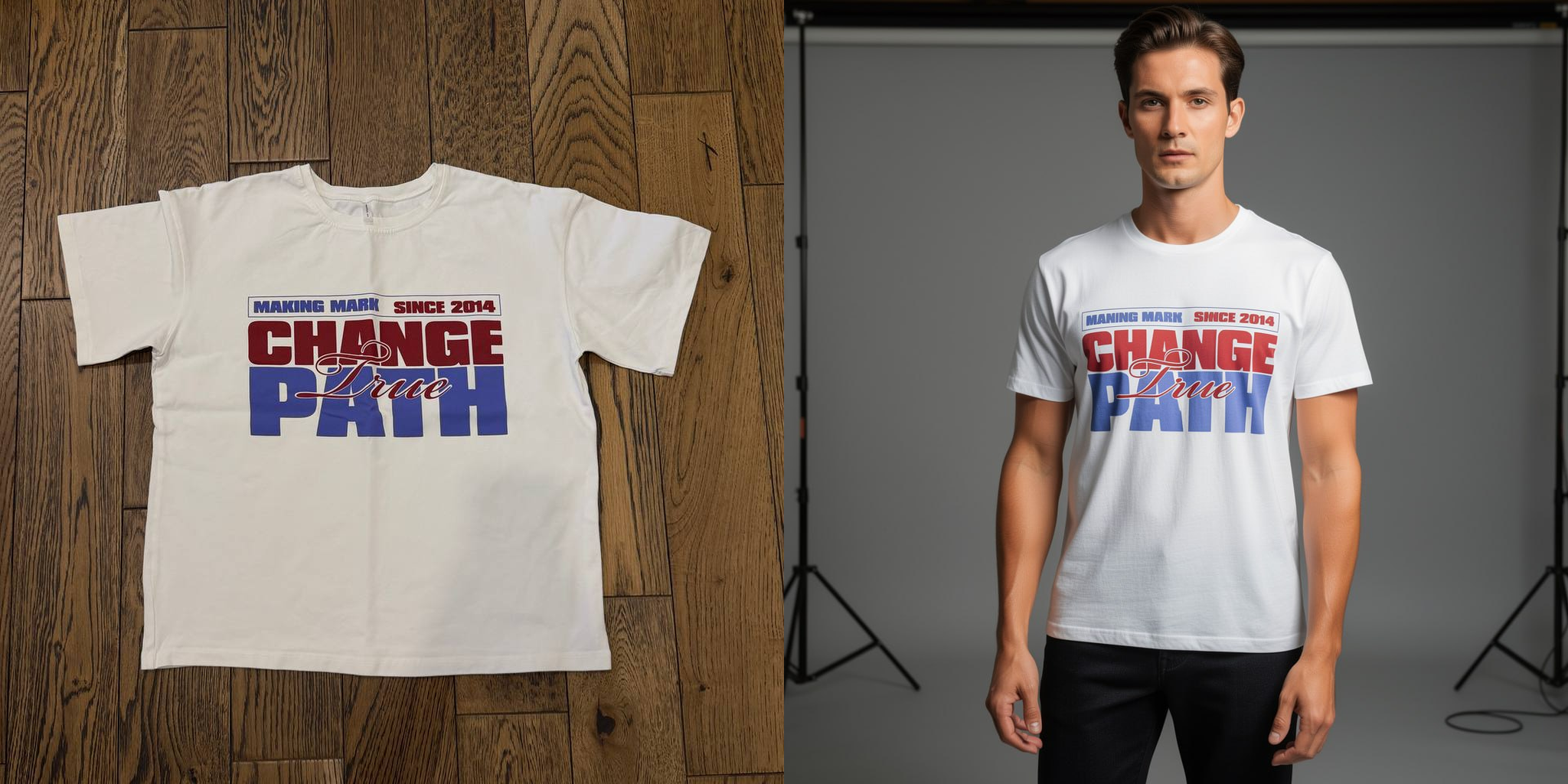 T-shirt product and model scene